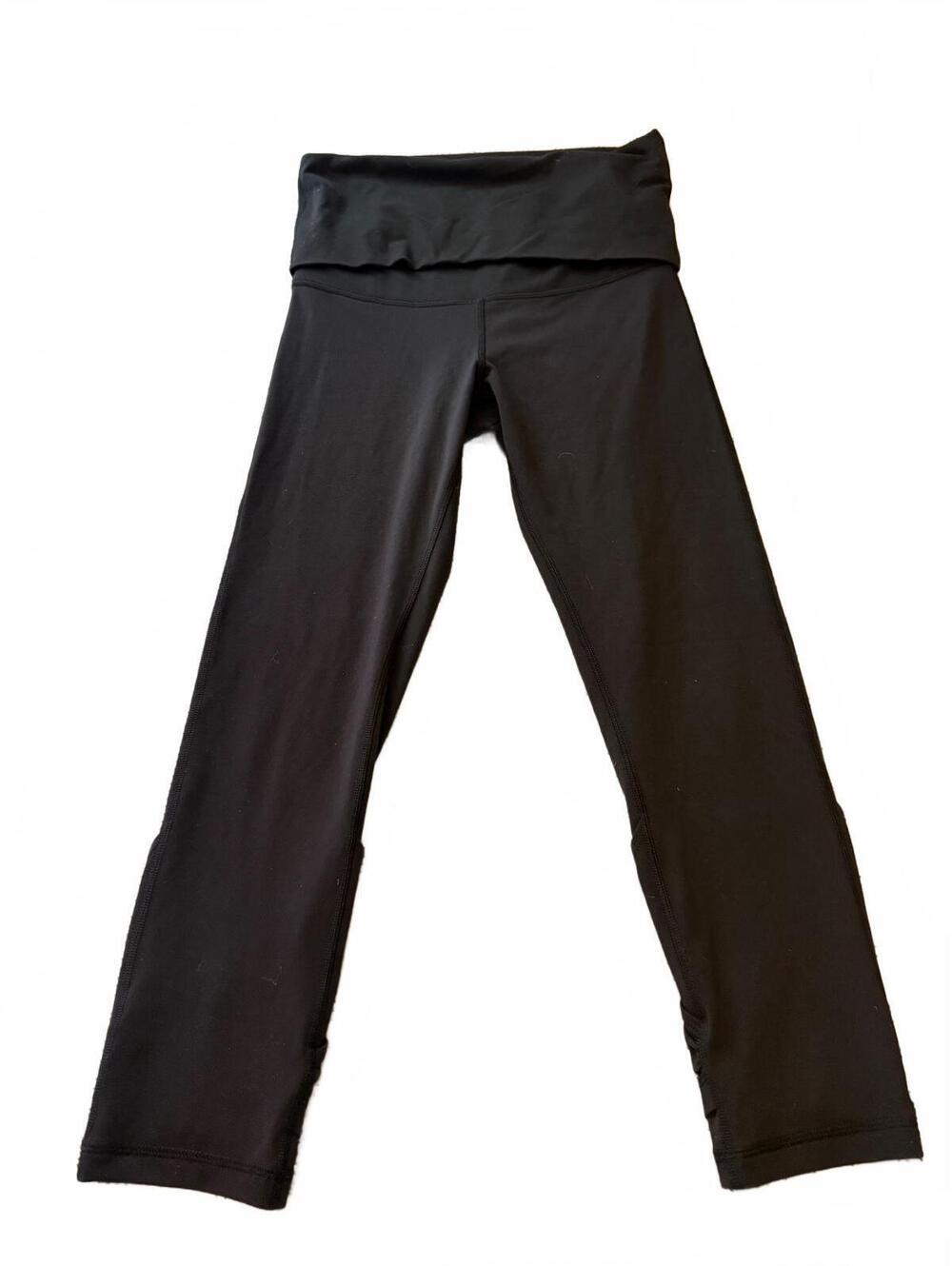 Lululemon Wunder Under Crop 6 Black Roll Down High Rise Luon Leggings Yoga